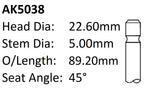 Dai K3 VE 16V Exhaust Valve AK5038 - Austral | Universal Auto Spares