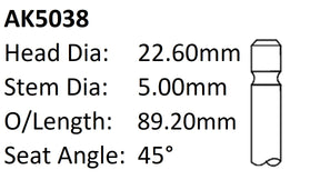 Dai K3 VE 16V Exhaust Valve AK5038 - Austral | Universal Auto Spares