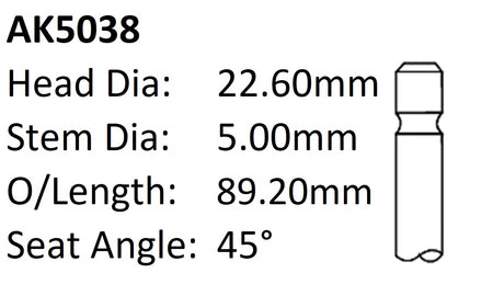 Dai K3 VE 16V Exhaust Valve AK5038 - Austral | Universal Auto Spares