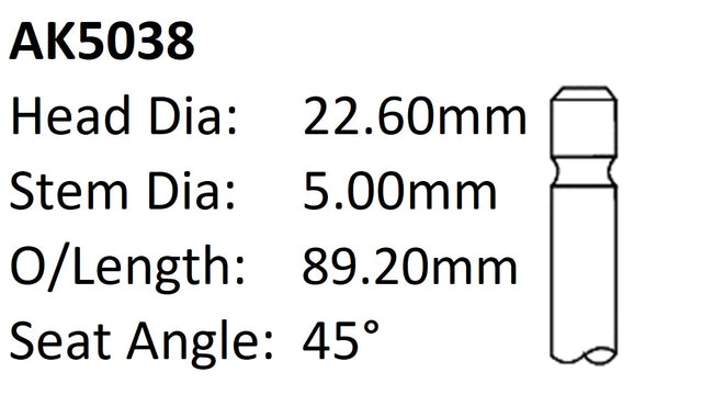 Dai K3 VE 16V Exhaust Valve AK5038 - Austral | Universal Auto Spares