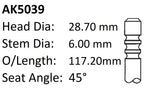 Chrysler Ecb 2.0L Exhaust Valve AK5039 - Austral | Universal Auto Spares