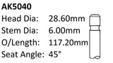 Chrysler Ecb 2.0L Exhaust Valve AK5040 - Austral | Universal Auto Spares