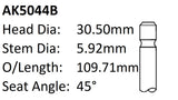 Dge 2.0LFI Exhaust Valve AK5044B - Austral | Universal Auto Spares