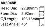 Dge Eer 2.7L Exhaust Valve AK5048B - Austral | Universal Auto Spares