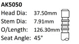 Chrysler Ega 3.3L Exhaust Valve AK5050 - Austral | Universal Auto Spares