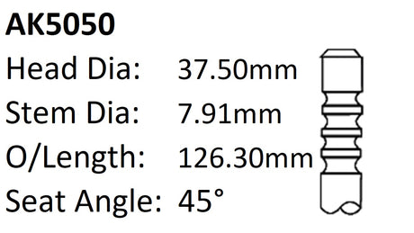 Chrysler Ega 3.3L Exhaust Valve AK5050 - Austral | Universal Auto Spares