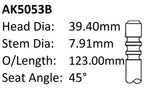 Chrysler Ezb 5.7L Exhaust Valve 123mm O/L AK5053B - Austral | Universal Auto Spares
