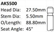 Toyota 1ZZFE Exhaust Valve AK5500 - Austral | Universal Auto Spares