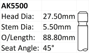 Toyota 1ZZFE Exhaust Valve AK5500 - Austral | Universal Auto Spares