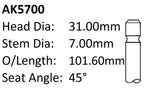 Daewoo G15MF Exhaust Valve AK5700 - Austral | Universal Auto Spares