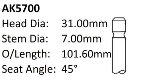 Daewoo G15MF Exhaust Valve AK5700 - Austral | Universal Auto Spares