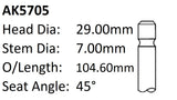 Holden C12NZ C14NZ Exhaust Valve AK5705 - Austral | Universal Auto Spares
