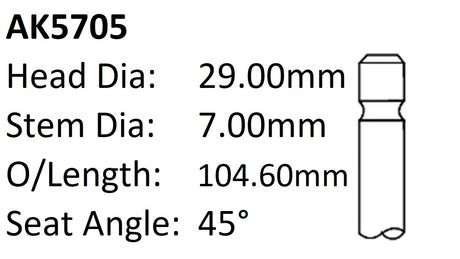 Holden C12NZ C14NZ Exhaust Valve AK5705 - Austral | Universal Auto Spares