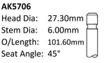 Holden F16D3 Exhaust Valve AK5706 - Austral | Universal Auto Spares