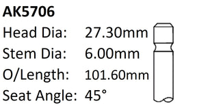 Holden F16D3 Exhaust Valve AK5706 - Austral | Universal Auto Spares