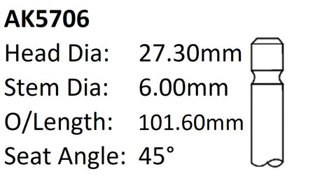 Holden F16D3 Exhaust Valve AK5706 - Austral | Universal Auto Spares