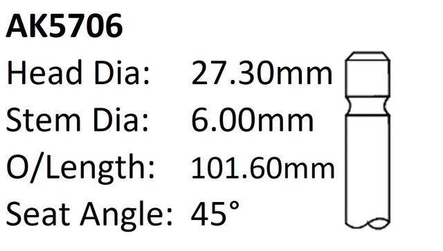 Holden F16D3 Exhaust Valve AK5706 - Austral | Universal Auto Spares