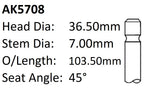 Holden C20NE C22NE 8V Exhaust Valve AK5708 - Austral | Universal Auto Spares