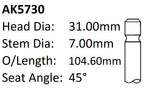 Holden C14SE 8V Exhaust Valve AK5730 - Austral | Universal Auto Spares