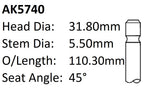 Daewoo F8CV 3CYL Exhaust Valve AK5740 - Austral | Universal Auto Spares