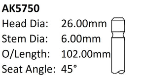 Daewoo A15MF A16DMS Exhaust Valve AK5750 - Austral | Universal Auto Spares