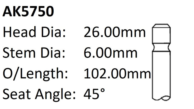 Daewoo A15MF A16DMS Exhaust Valve AK5750 - Austral | Universal Auto Spares