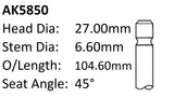 Honda A20A D15B D16A Exhaust Valve AK5850 - Austral | Universal Auto Spares