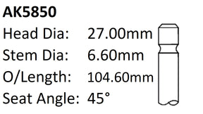Honda A20A D15B D16A Exhaust Valve AK5850 - Austral | Universal Auto Spares