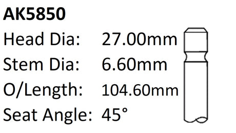 Honda A20A D15B D16A Exhaust Valve AK5850 - Austral | Universal Auto Spares