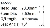 Honda B18A B20A Exhaust Valve AK5853 - Austral | Universal Auto Spares