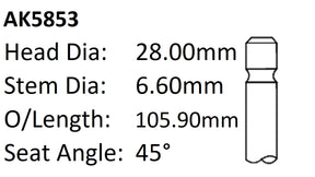 Honda B18A B20A Exhaust Valve AK5853 - Austral | Universal Auto Spares