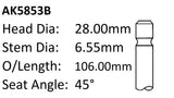Honda B18A B20A Exhaust Valve AK5853B - Austral | Universal Auto Spares