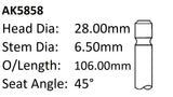Honda B18C2 B20B Exhaust Valve AK5858 - Austral | Universal Auto Spares