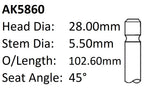 Honda B16A2 16V Exhaust Valve AK5860 - Austral | Universal Auto Spares