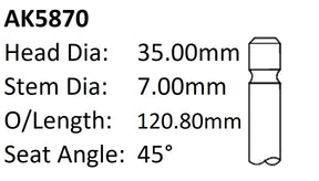Honda A20A ES ET Exhaust Valve AK5870 - Austral | Universal Auto Spares