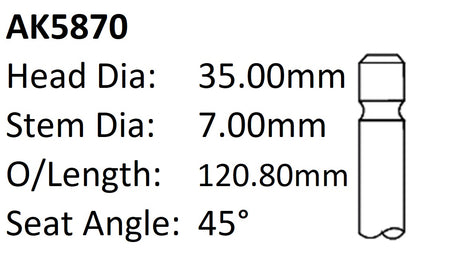 Honda A20A ES ET Exhaust Valve AK5870 - Austral | Universal Auto Spares