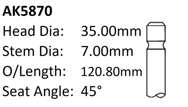 Honda A20A ES ET Exhaust Valve AK5870 - Austral | Universal Auto Spares