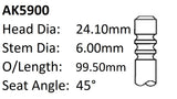 Ford Fiesta 16V Exhaust Valve AK5900 - Austral | Universal Auto Spares