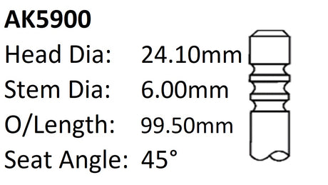 Ford Fiesta 16V Exhaust Valve AK5900 - Austral | Universal Auto Spares