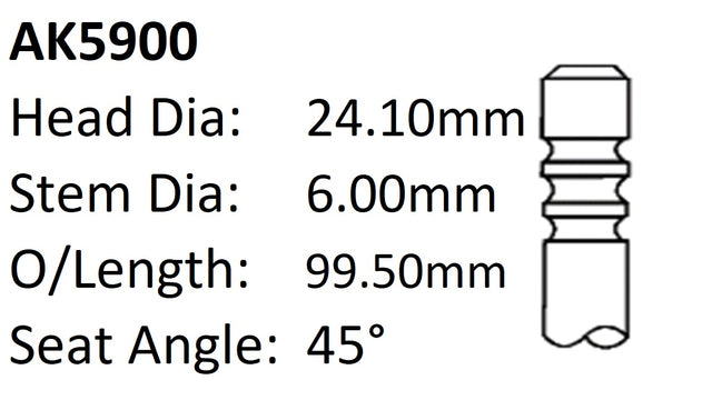 Ford Fiesta 16V Exhaust Valve AK5900 - Austral | Universal Auto Spares
