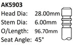 Ford SD Mondeo Exhaust Valve AK5903 - Austral | Universal Auto Spares