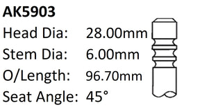 Ford SD Mondeo Exhaust Valve AK5903 - Austral | Universal Auto Spares