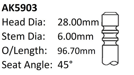 Ford SD Mondeo Exhaust Valve AK5903 - Austral | Universal Auto Spares
