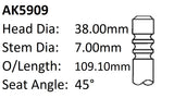 Ford Nsj DOHC 8V Exhaust Valve AK5909 - Austral | Universal Auto Spares