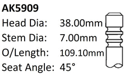 Ford Nsj DOHC 8V Exhaust Valve AK5909 - Austral | Universal Auto Spares