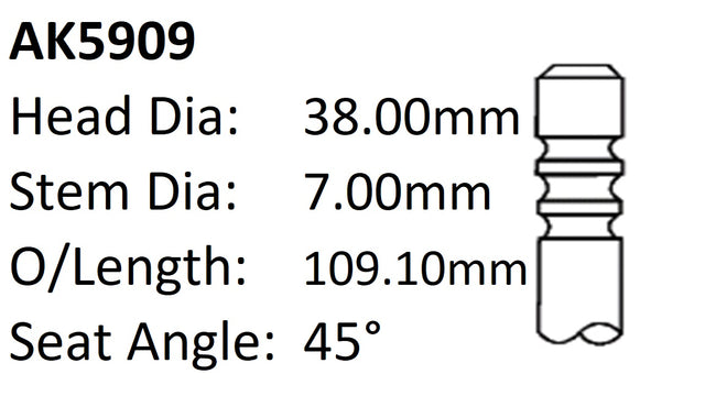 Ford Nsj DOHC 8V Exhaust Valve AK5909 - Austral | Universal Auto Spares