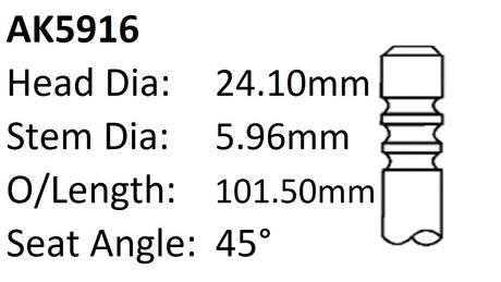 Ford Fyja Exhaust Valve AK5916 - Austral | Universal Auto Spares