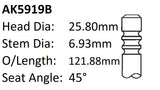 Ford Ranger P5AT Exhaust Valve AK5919B - Austral | Universal Auto Spares