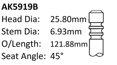 Ford Ranger P5AT Exhaust Valve AK5919B - Austral | Universal Auto Spares