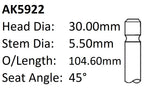 Ford Aodb Exhaust Valve AK5922 - Austral | Universal Auto Spares